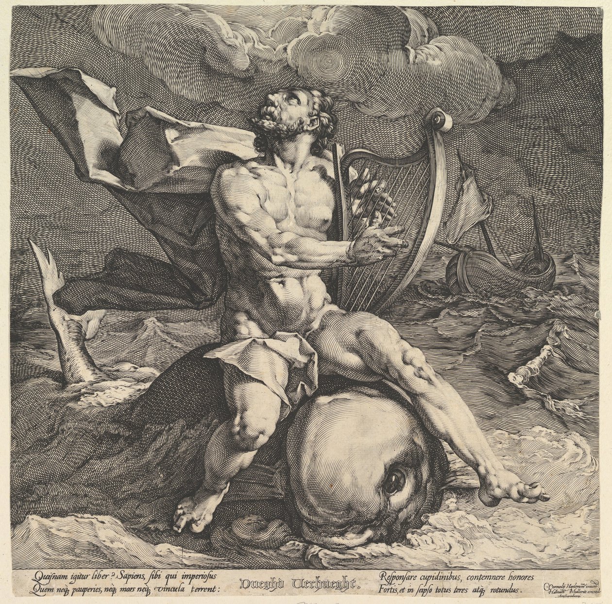 Arion delfiinillä, n. 1599 tekijältä Cornelis Cornelisz van Haarlem