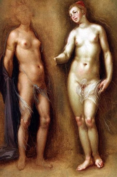 Tutkimus kahdesta naisellisesta alastonkuvasta tekijältä Cornelis Cornelisz van Haarlem