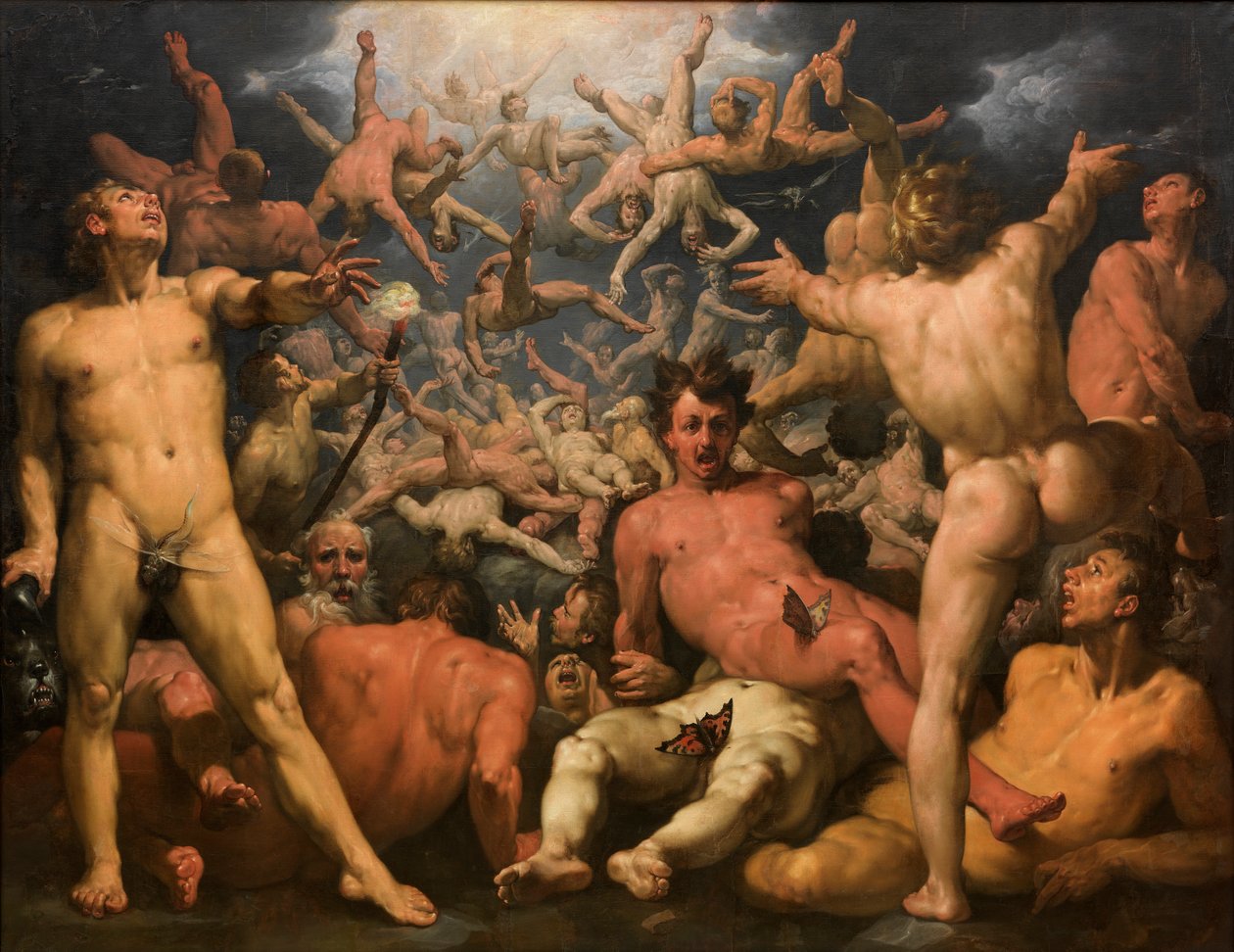 Titaanien kaatuminen (The Titanomachia), 1588-90 tekijältä Cornelis Cornelisz van Haarlem
