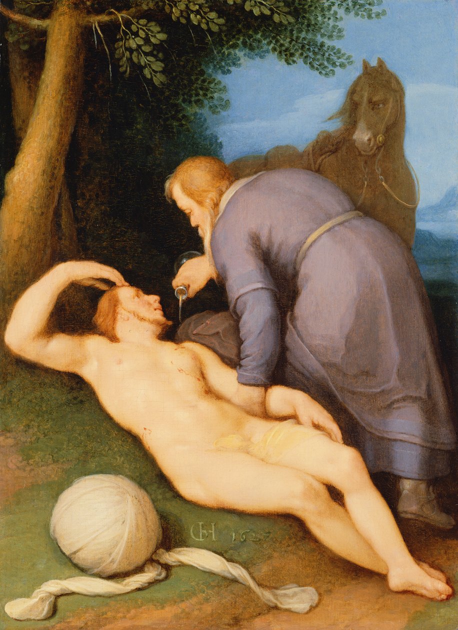 Laupias samarialainen, 1627 (paneeli) tekijältä Cornelis Cornelisz van Haarlem