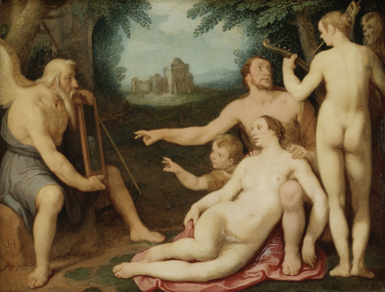 Ajan peili, 1628 (öljy kuparille) tekijältä Cornelis Cornelisz van Haarlem