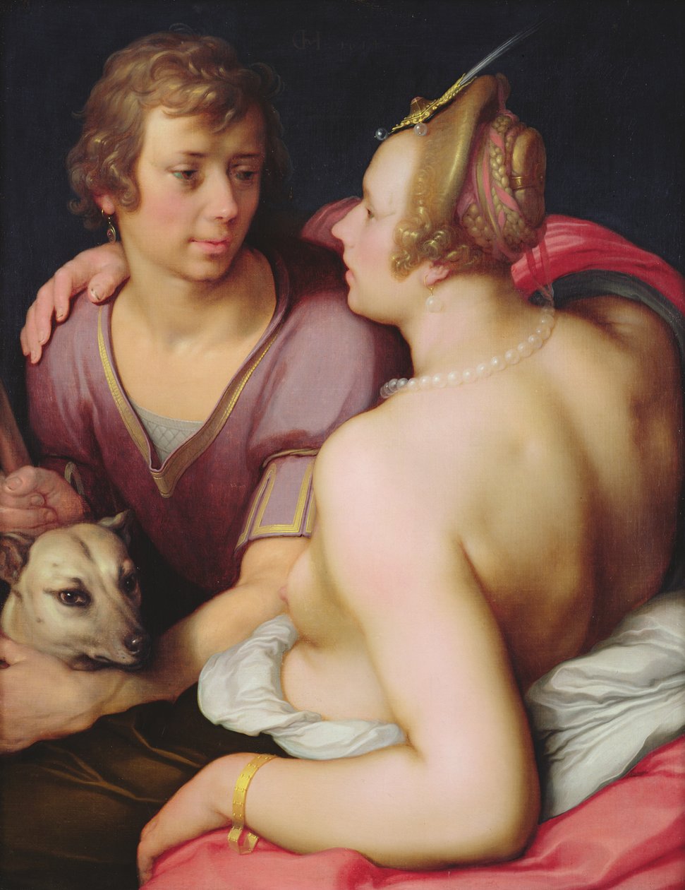 Venus ja Adonis, 1610 tekijältä Cornelis Cornelisz van Haarlem