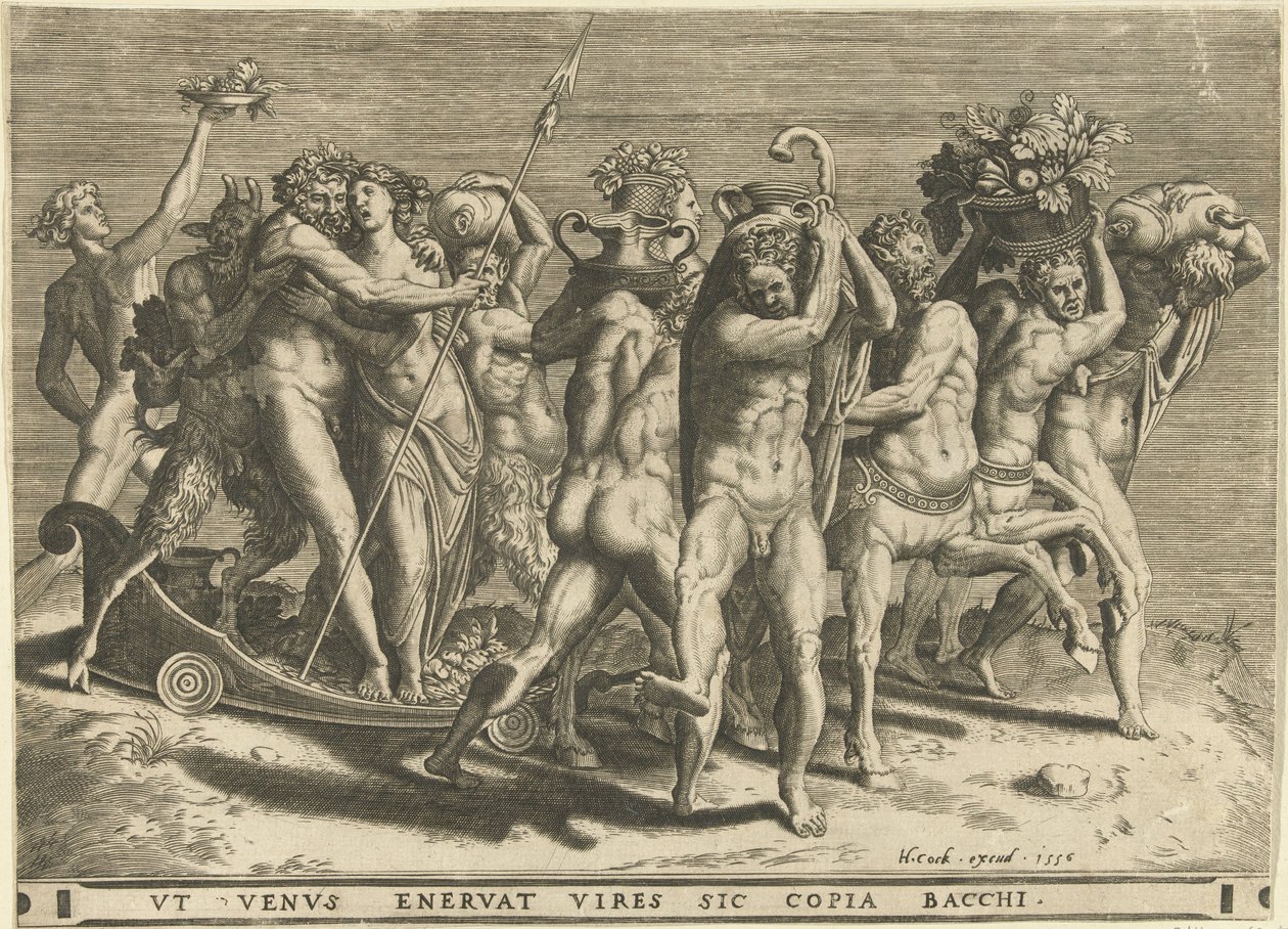 Bacchus ja Venus kentaurien piirtämissä vaunuissa tekijältä Cornelis Cort (rejected attribution)