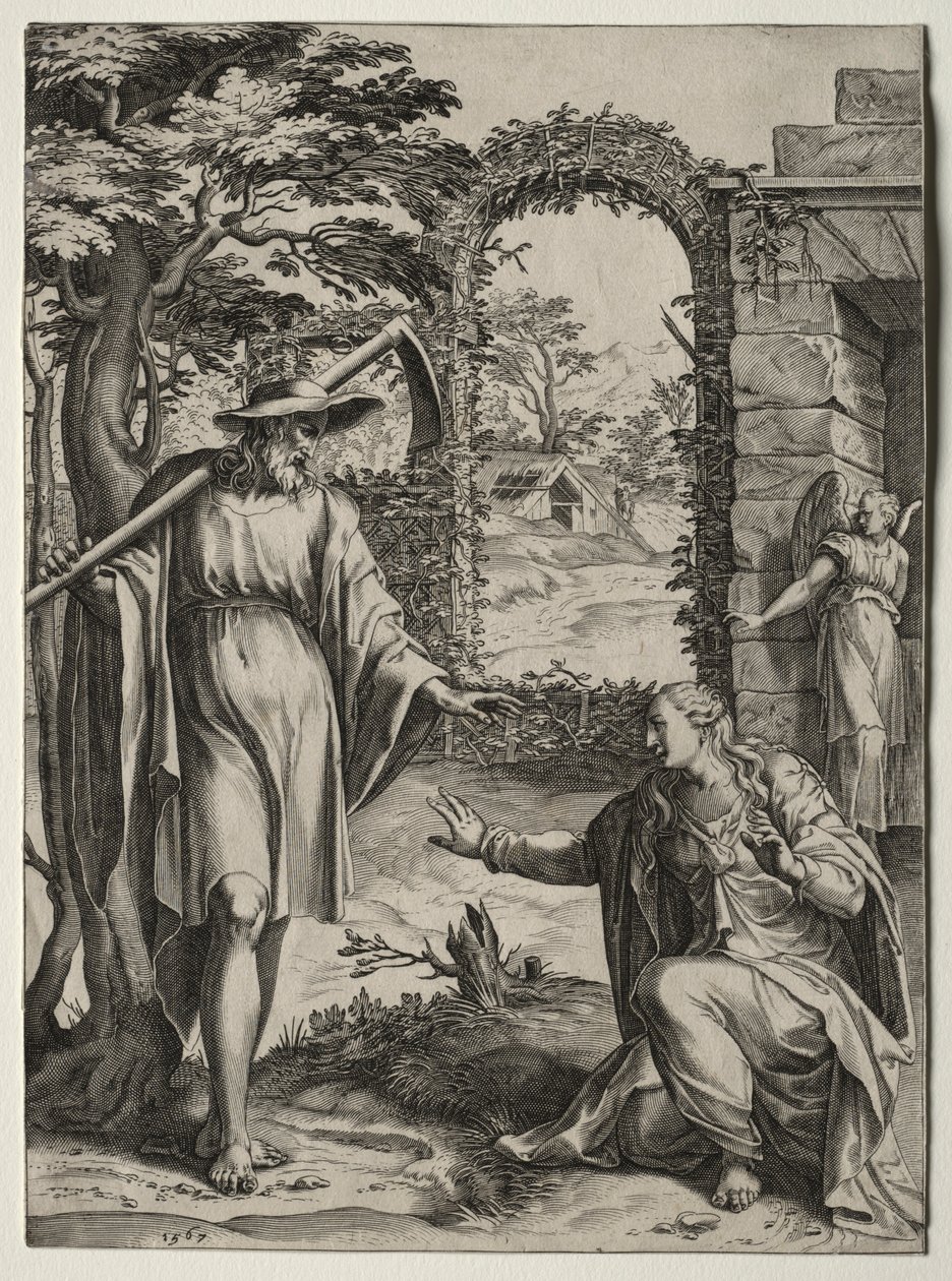 Kristus ilmestyy Maria Magdalenalle, 1567. tekijältä Cornelis Cort