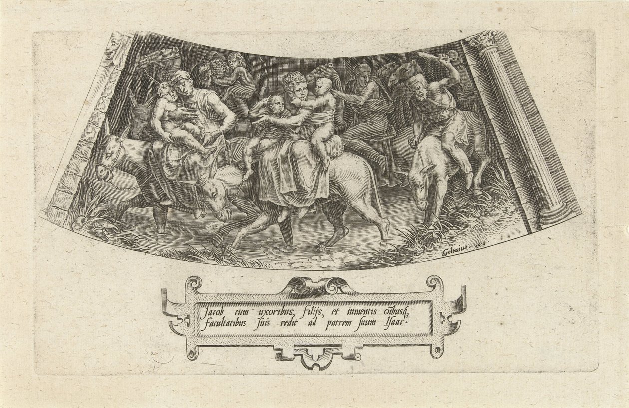 Jaakobin paluu Kanaaniin The History of Jacob (sarjan nimi) tekijältä Cornelis Cort