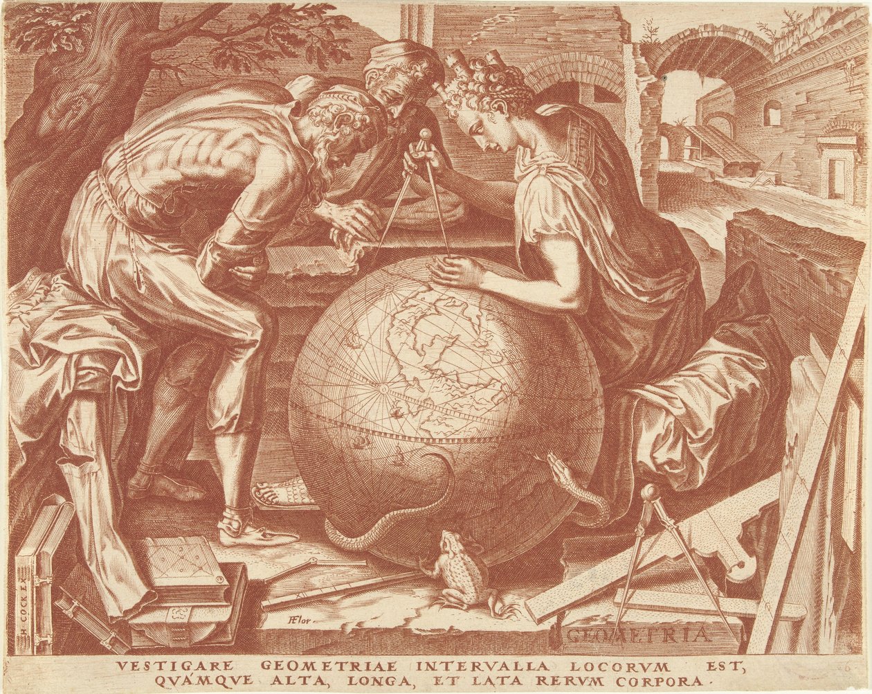 Geometria (geometria) The Seven Liberal Arts (sarjan nimi) tekijältä Cornelis Cort
