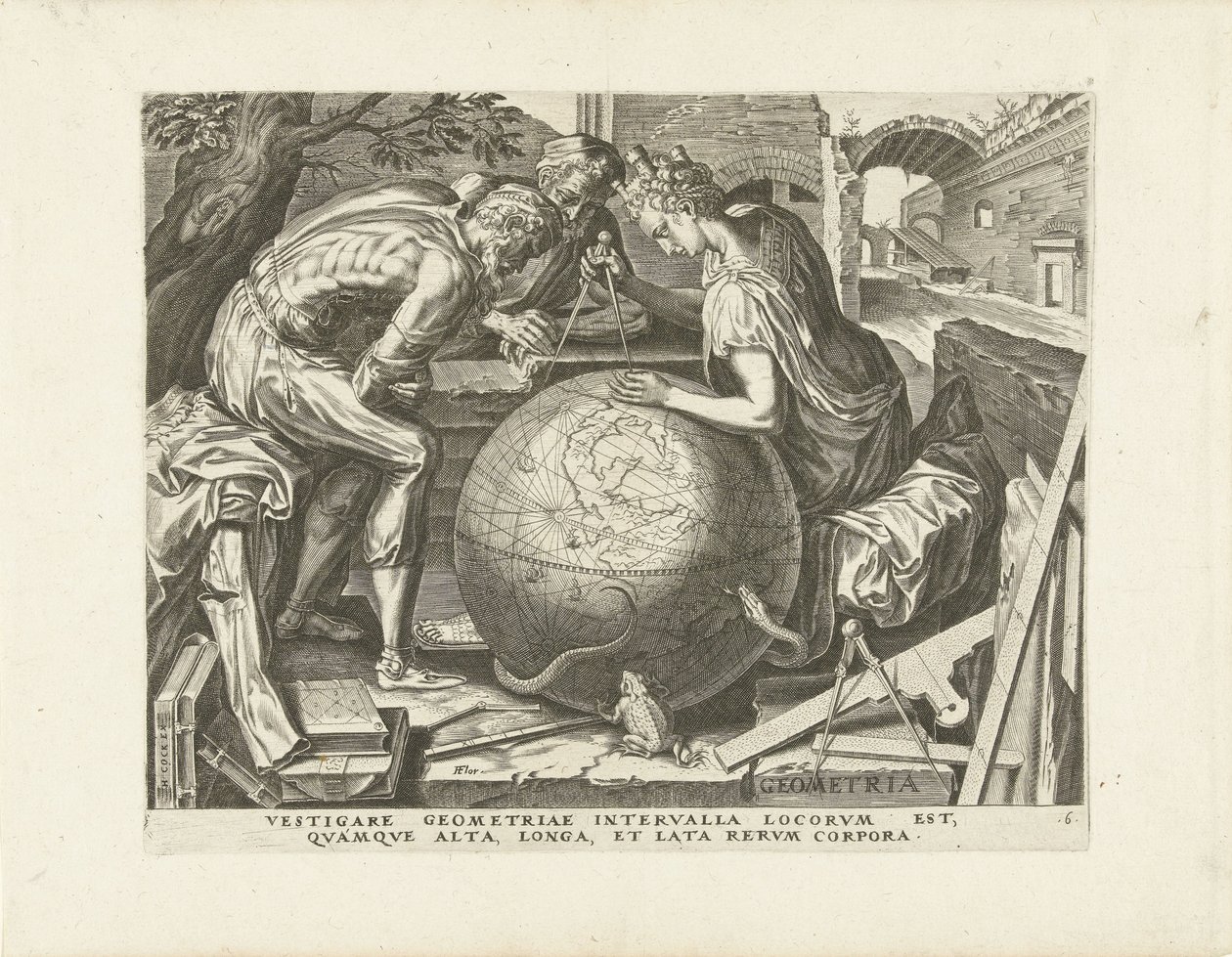 Geometria (geometria) The Seven Liberal Arts (sarjan nimi) tekijältä Cornelis Cort