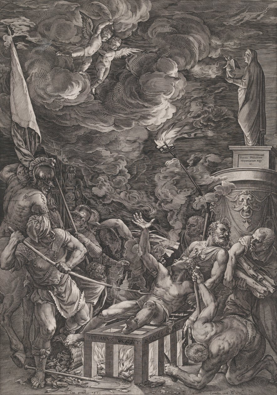 Pyhän Laurentiuksen marttyyrikuolema, 1571. tekijältä Cornelis Cort