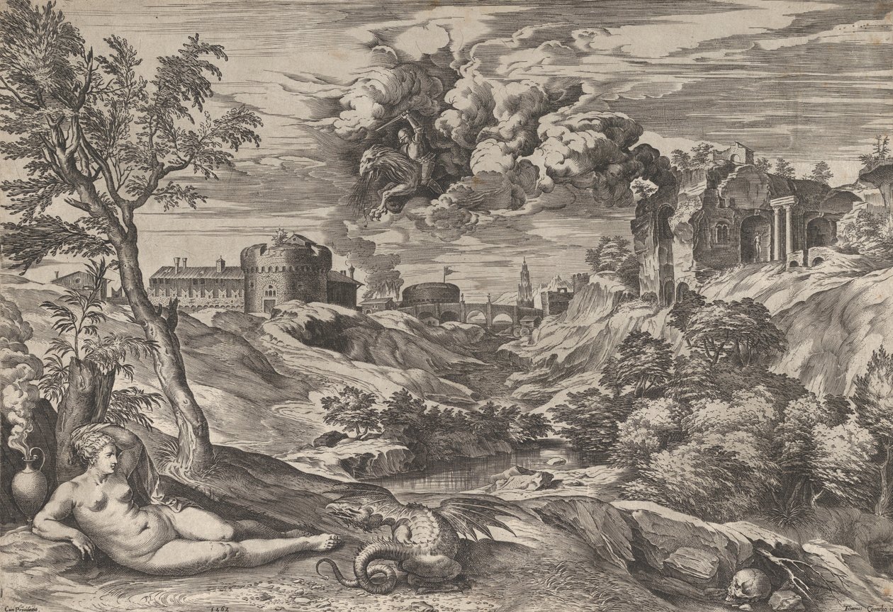 Ruggiero pelastaa Angelican, 1565. tekijältä Cornelis Cort