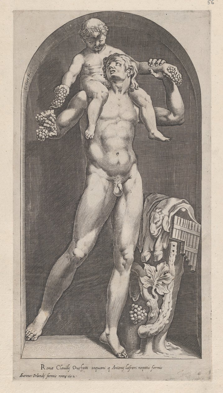 Roomalaisen loiston peili: Bacchus satyyrin harteilla, 1500-luku, 1500-luku. tekijältä Cornelis Cort