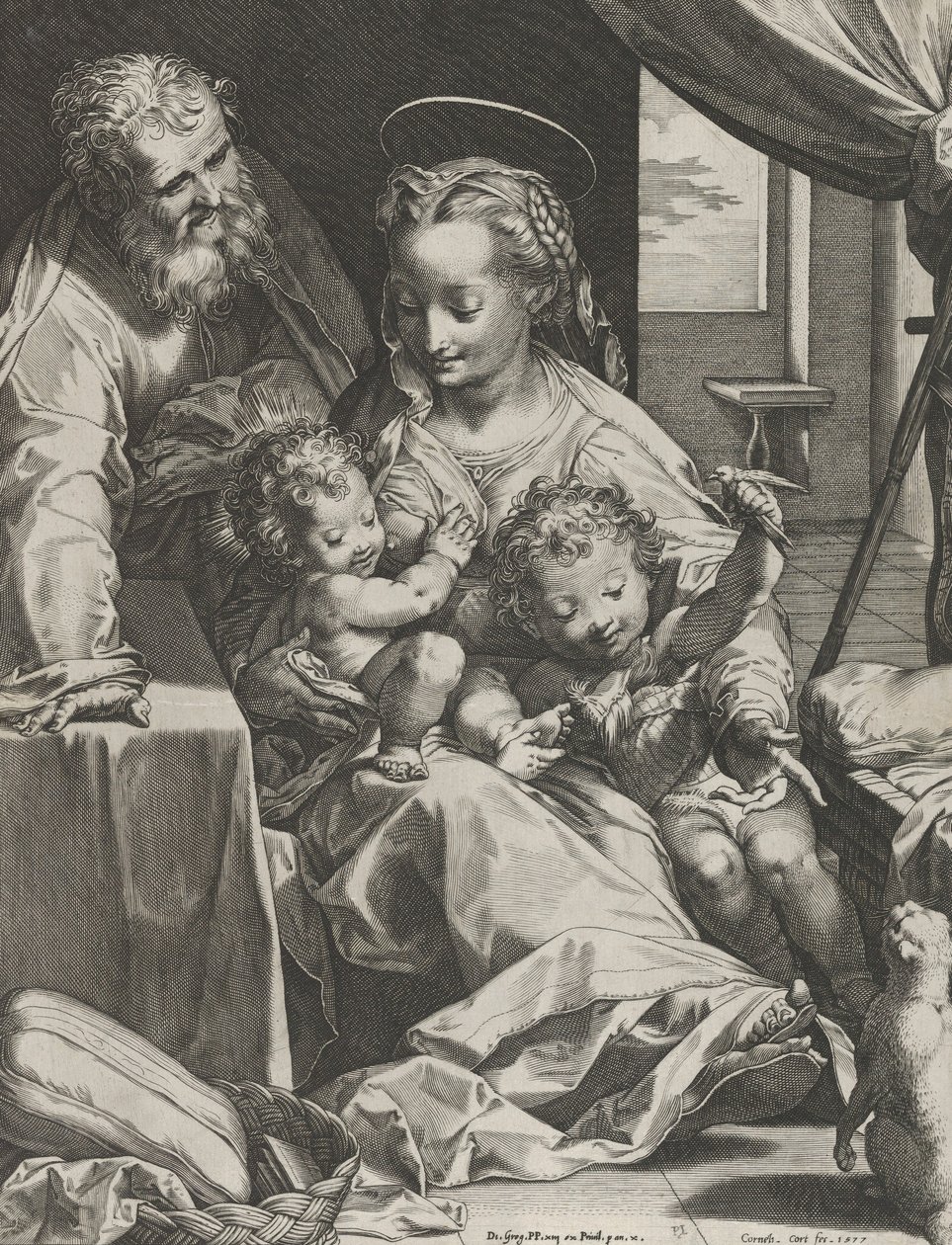 Pyhä perhe, 1577. tekijältä Cornelis Cort