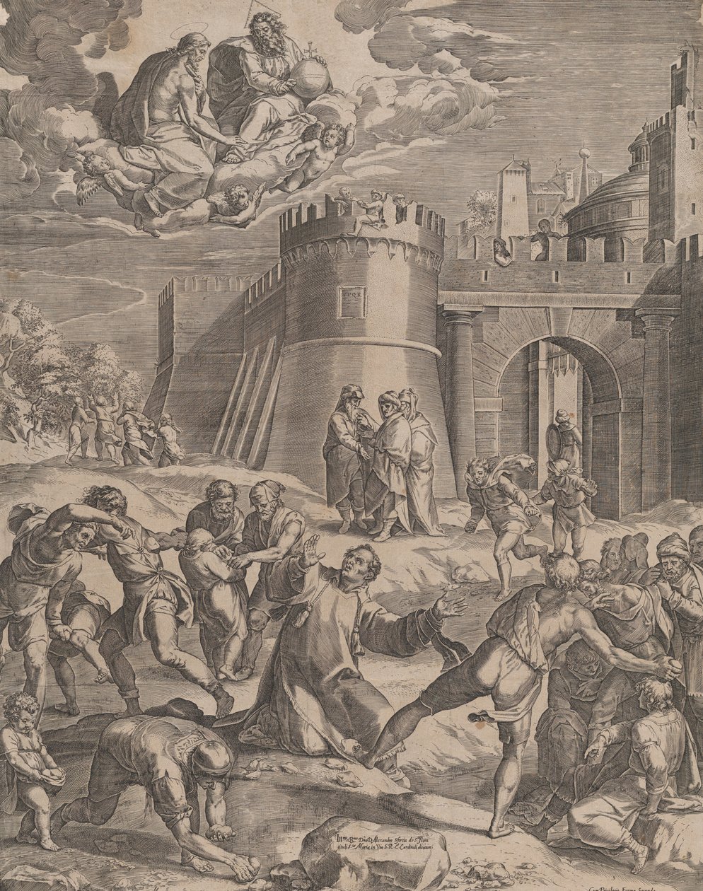 Pyhän Stefanoksen marttyyrikuolema, 1576. tekijältä Cornelis Cort