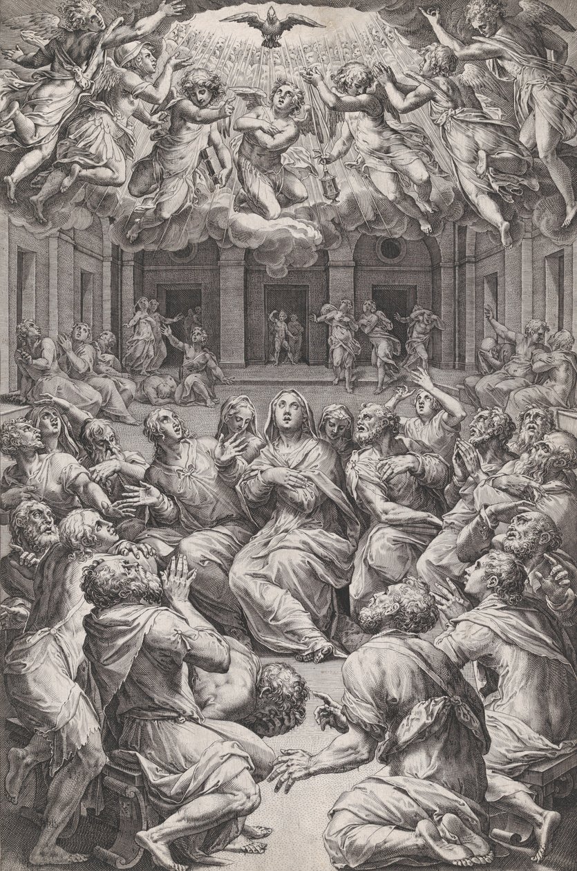 Helluntai, 1574. tekijältä Cornelis Cort