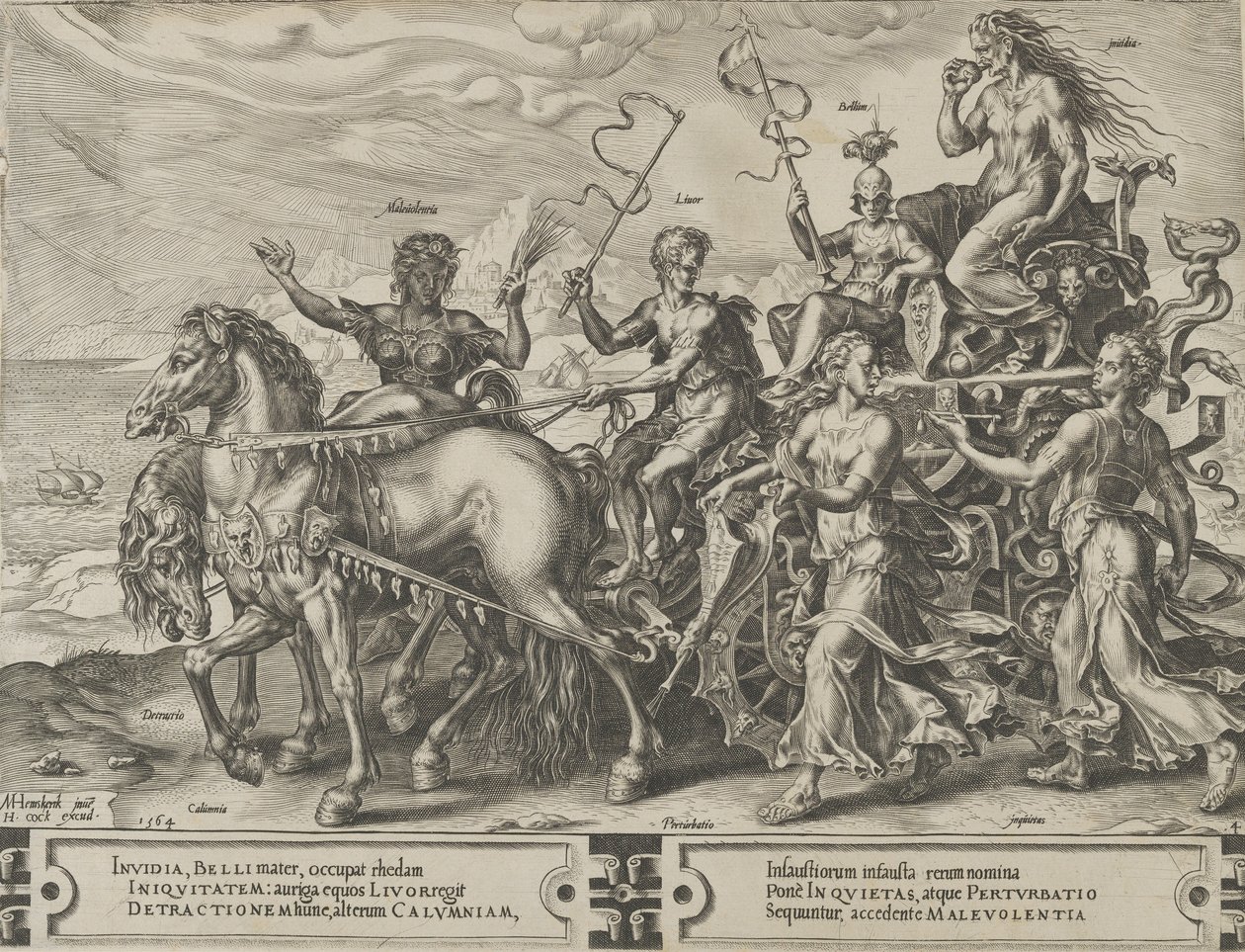 The Triumph of Envy, teoksesta The Cycle of the Vicissitudes of Human Affairs, levy 4, 1564. tekijältä Cornelis Cort