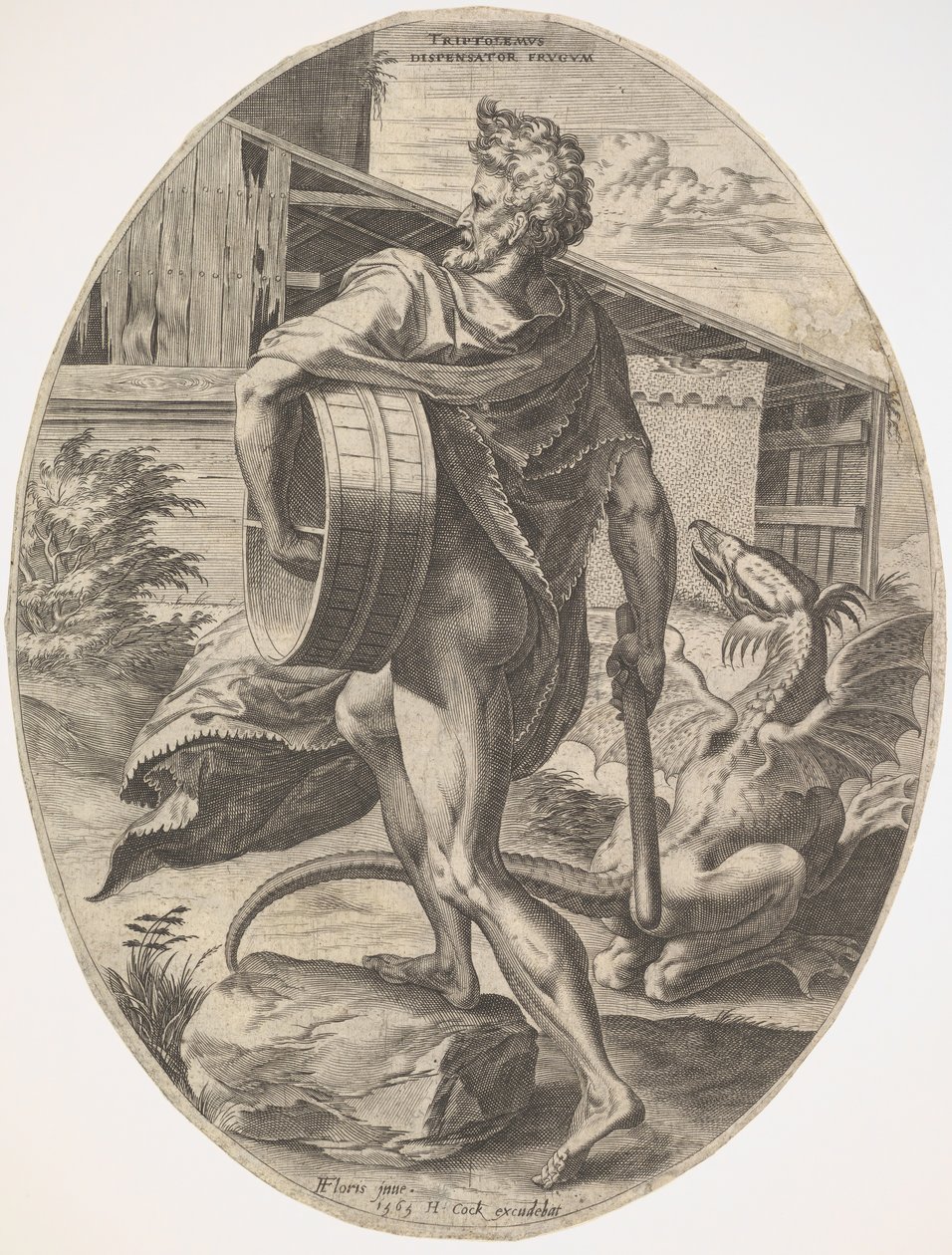 Triptolemus elokuvasta The Rural Gods, 1565. tekijältä Cornelis Cort