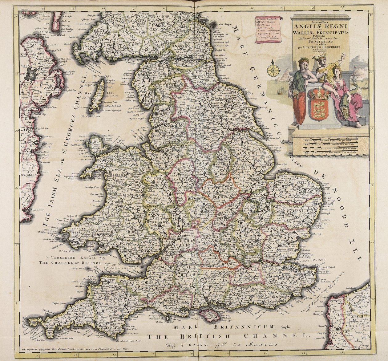 Accuratissima Angliae regni et Walliae principatus descriptio tekijältä Cornelis Danckerts