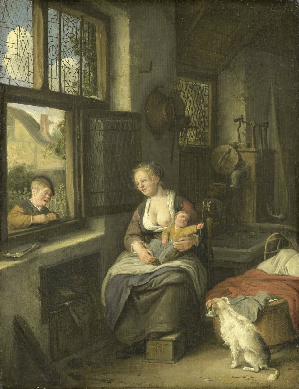 Äiti lastensa kanssa tekijältä Cornelis Dusart