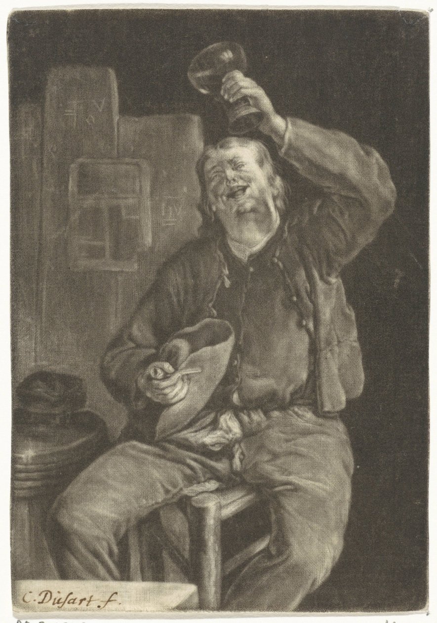 hymyilevä juoja tekijältä Cornelis Dusart