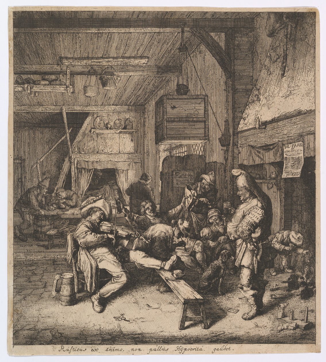 Majatalossa istuva viulunsoitin, 1685. tekijältä Cornelis Dusart