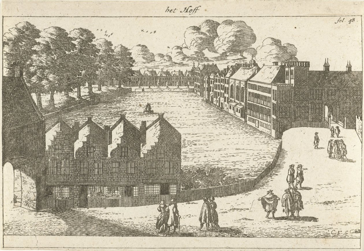 Vista del Buitenhof het Hoff (títol sobre objecte) acabat tekijältä Cornelis Elandts