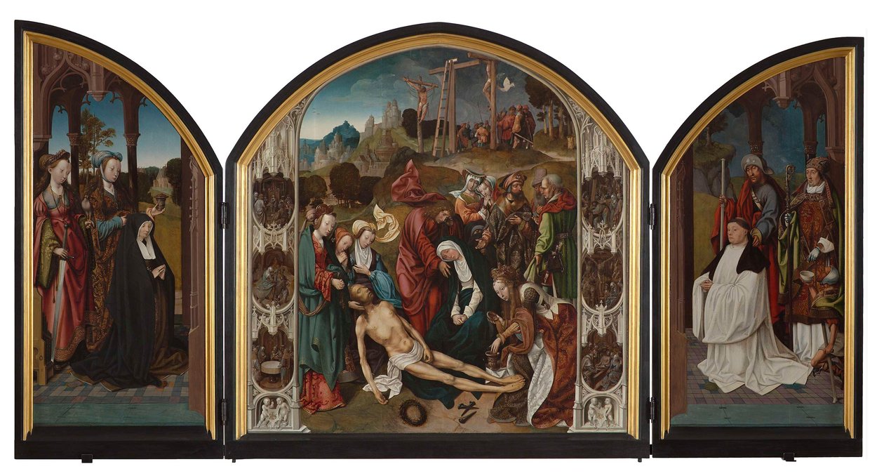 Triptyykki, jossa on Kristuksen itkuvirsi tekijältä Cornelis Engebrechtsz.