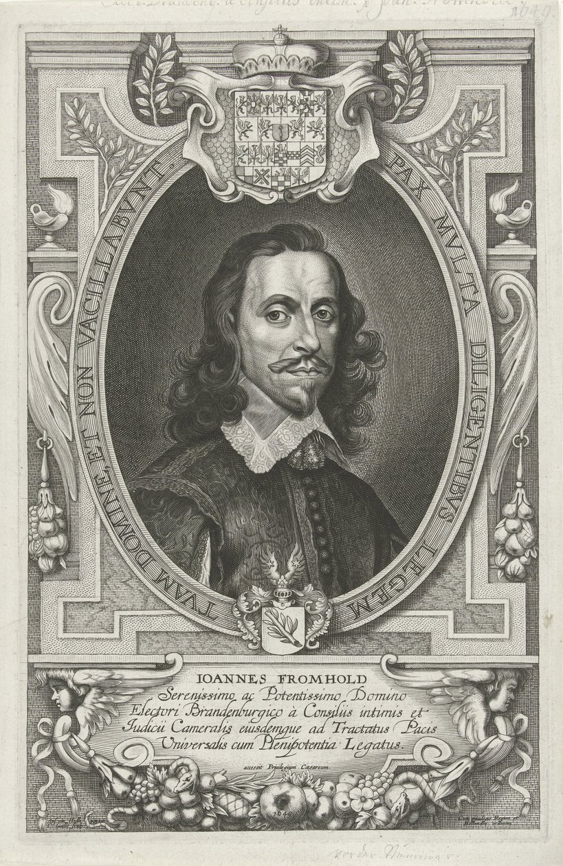 Portretti van Johann Fromhold Maailman rauhoittamiseen tähtäävän kristillisen nimen tunnetuimmat lähettilät, luostari ja Osnabruga (...) (sarjan nimi) tekijältä Cornelis Galle (II)