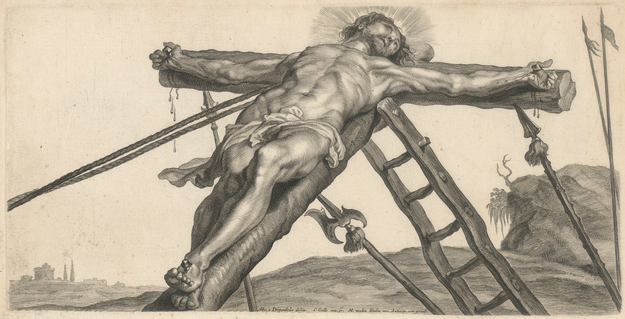 Kristuksen nostaminen ristille tekijältä Cornelis Galle II