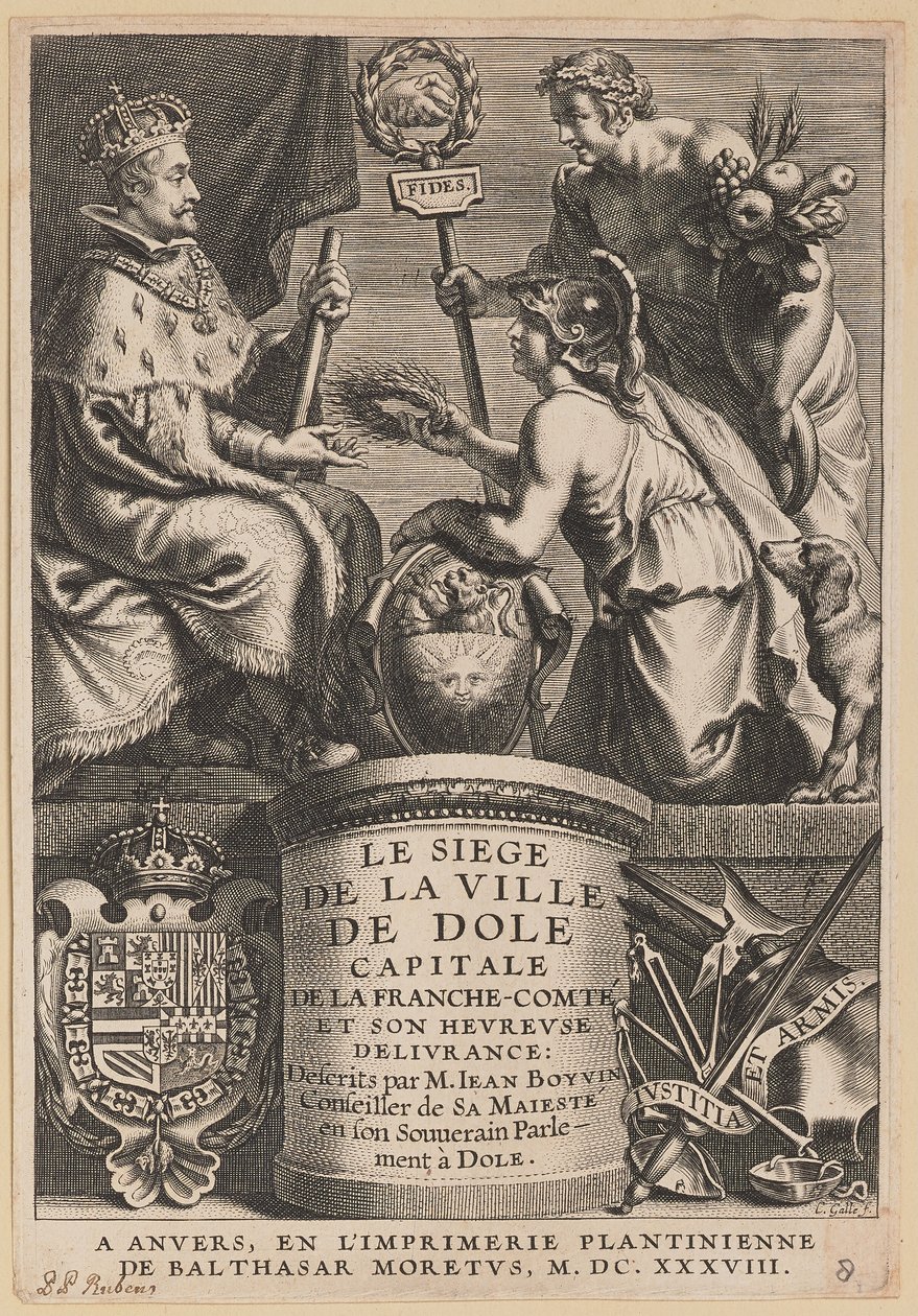 Jean Boyvinin nimilehti, Dolen kaupungin piiritys tekijältä Cornelis Galle I after Erasmus Quellinus II after Sir Peter Paul Rubens