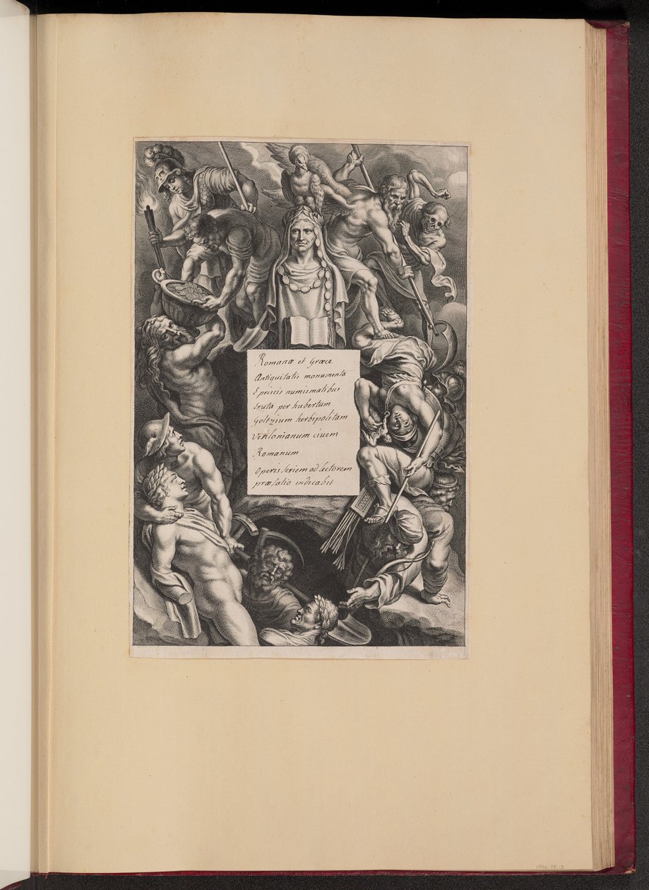 Hubert Goltziuksen nimisivu, Rooman ja Kreikan antiikin monumentit (Opera Omnia, I) tekijältä Cornelis Galle I after Sir Peter Paul Rubens