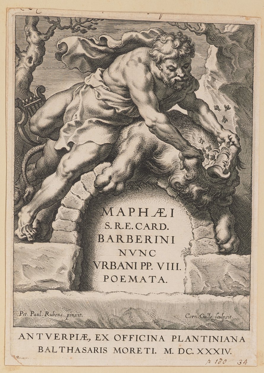 Nimisivu teokselle Maffeo Barbarian, Runot tekijältä Cornelis Galle I after Sir Peter Paul Rubens