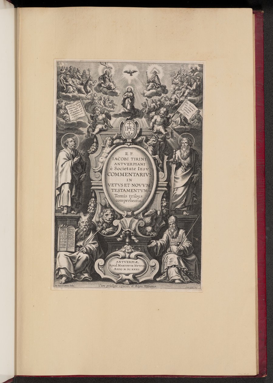 Otsikko sivulle R.P. James Tirinin "Kommentti Vanhasta ja Uudesta Testamentista" tekijältä Cornelis Galle I after Sir Peter Paul Rubens