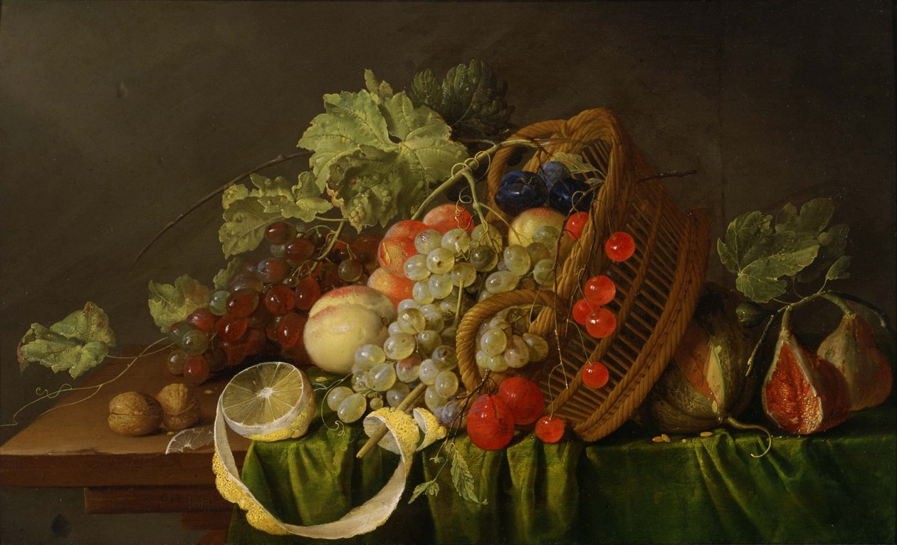 Asetelma hedelmäkorin kanssa, noin 1654 tekijältä Cornelis de Heem