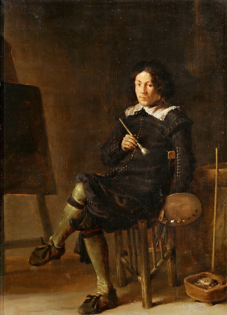 Omakuva maalaustelineellä, 1629. tekijältä Cornelis Hermansz. Saftleven