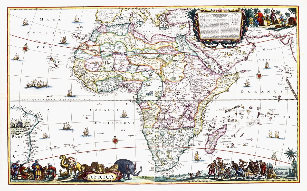 Afrikan kartta, n. 1696 (käsinvärinen kaiverrus) tekijältä Cornelis III Danckerts