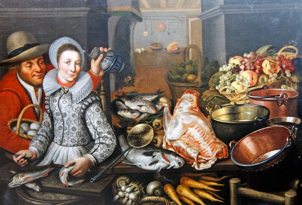 Keittiöasetelma kahdella hahmolla (öljy kankaalle) tekijältä Cornelis Jacobsz Delff