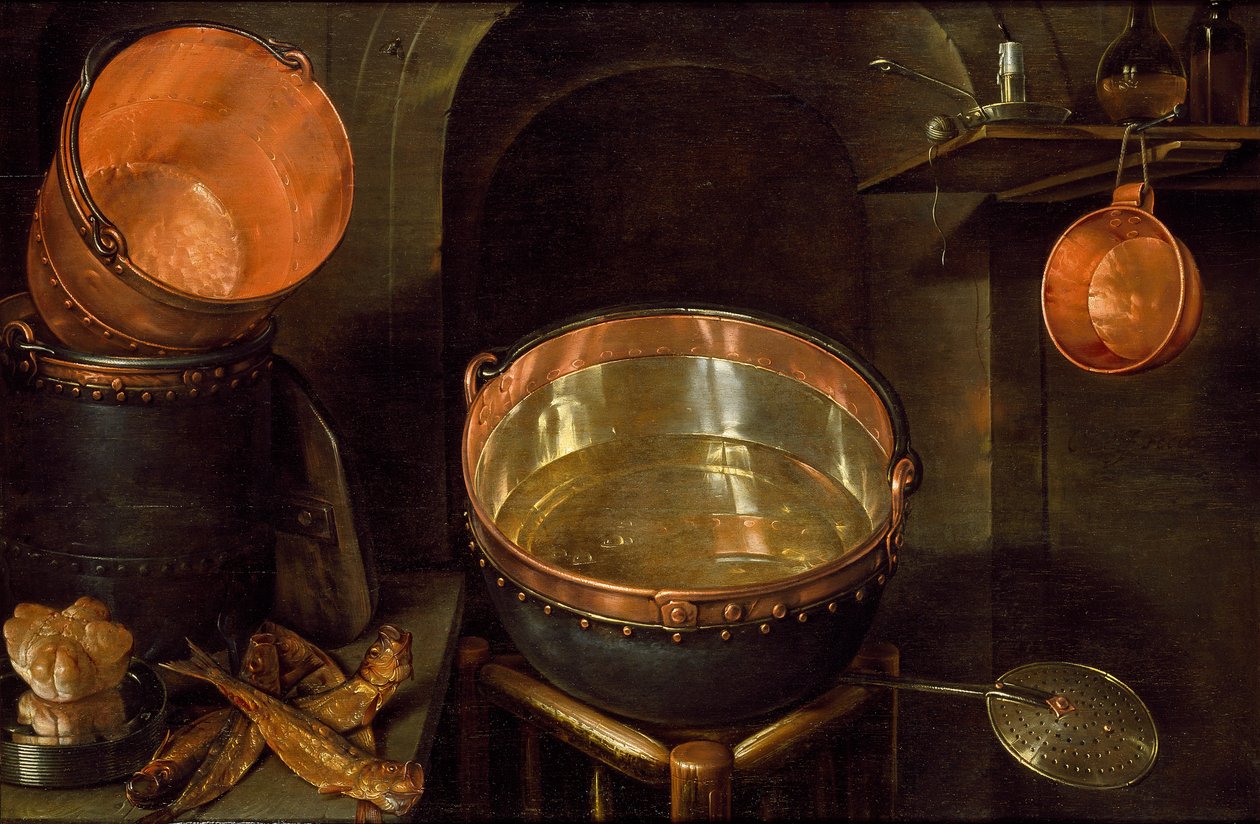 Keittiötarvikkeiden asetelma, 1600-luvun alku tekijältä Cornelis Jacobsz Delff