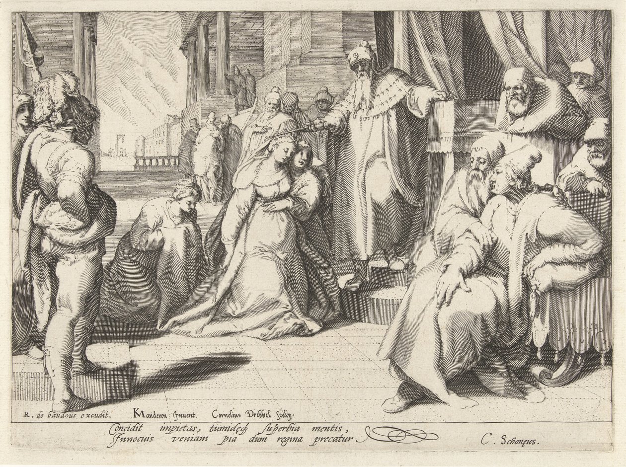 Ester ennen Ahasverusta tekijältä Cornelis Jacobsz. Drebbel