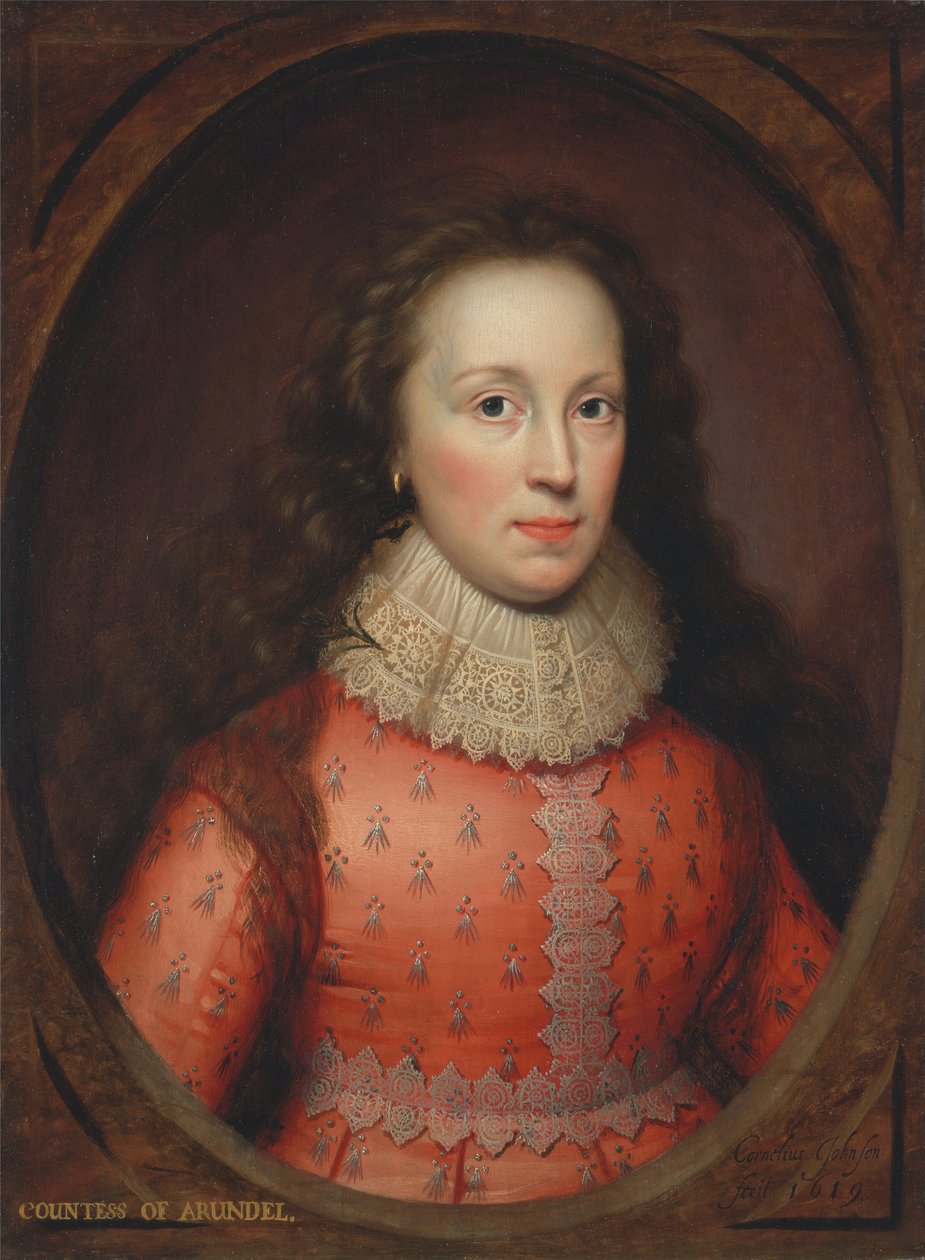 Alethea Howard, 13. paronitar Furnivall, Arundelin kreivitär 1585-1654, os. Lady Alethea Talbot, 1619 tekijältä Cornelis Janssens van Ceulen
