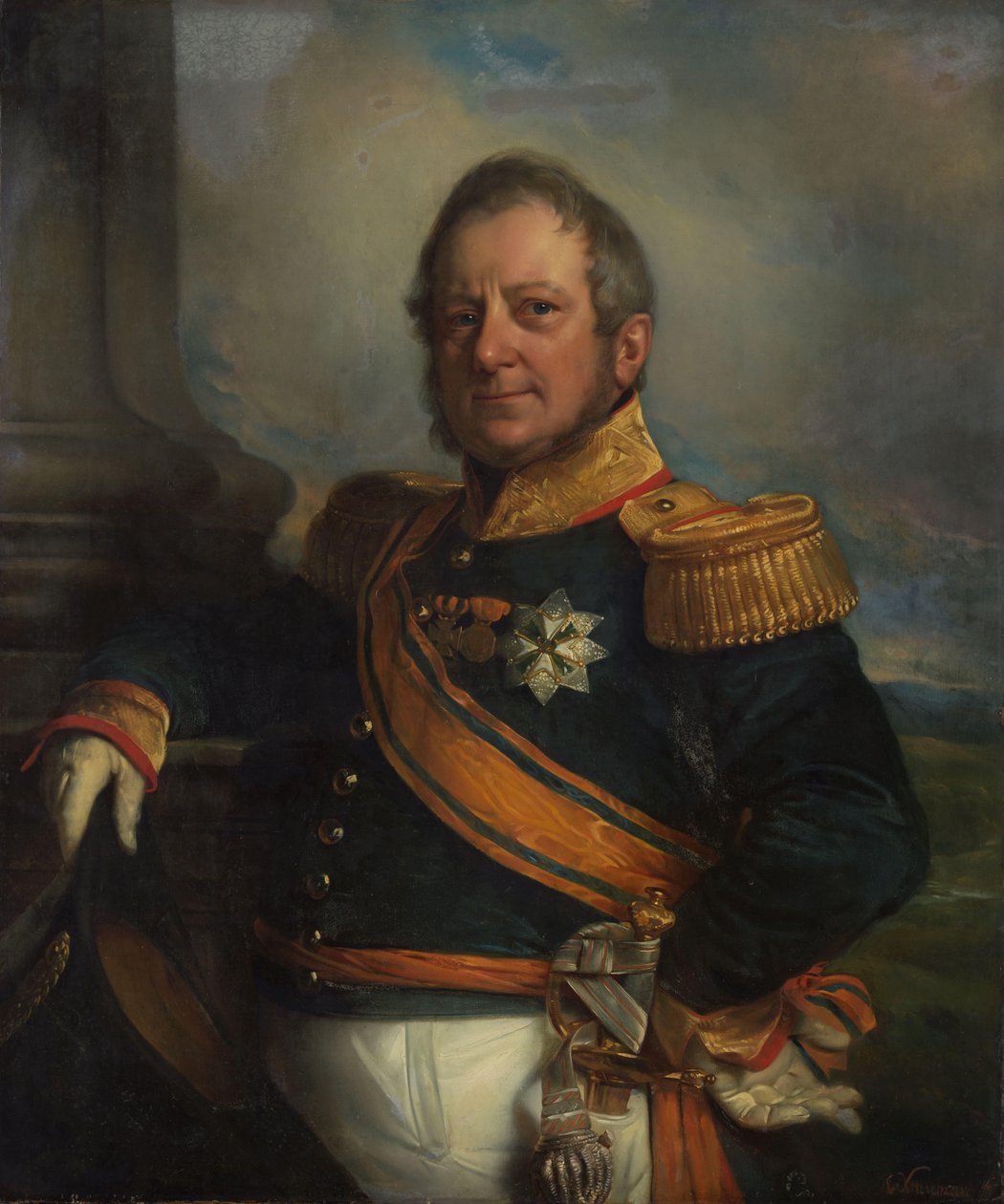 Hendrik Merkuksen muotokuva, Baron de Kock, armeijan komentaja ja vuoden 1826 jälkeen Hollannin Itä-Intian kenraalikuvernööri tekijältä Cornelis Kruseman