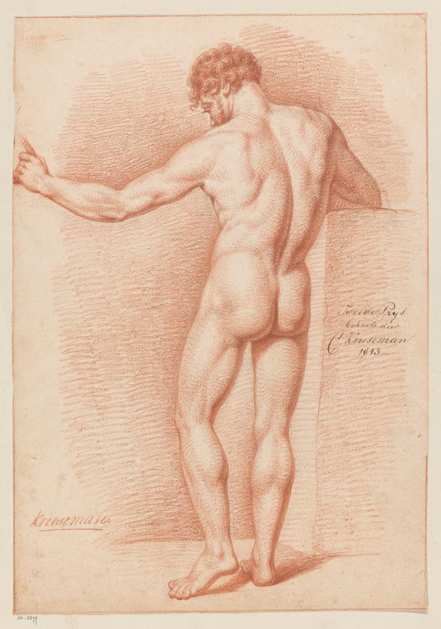 Seisova miesalasti, takaa katsottuna (2. palkinto 1813) tekijältä Cornelis Kruseman