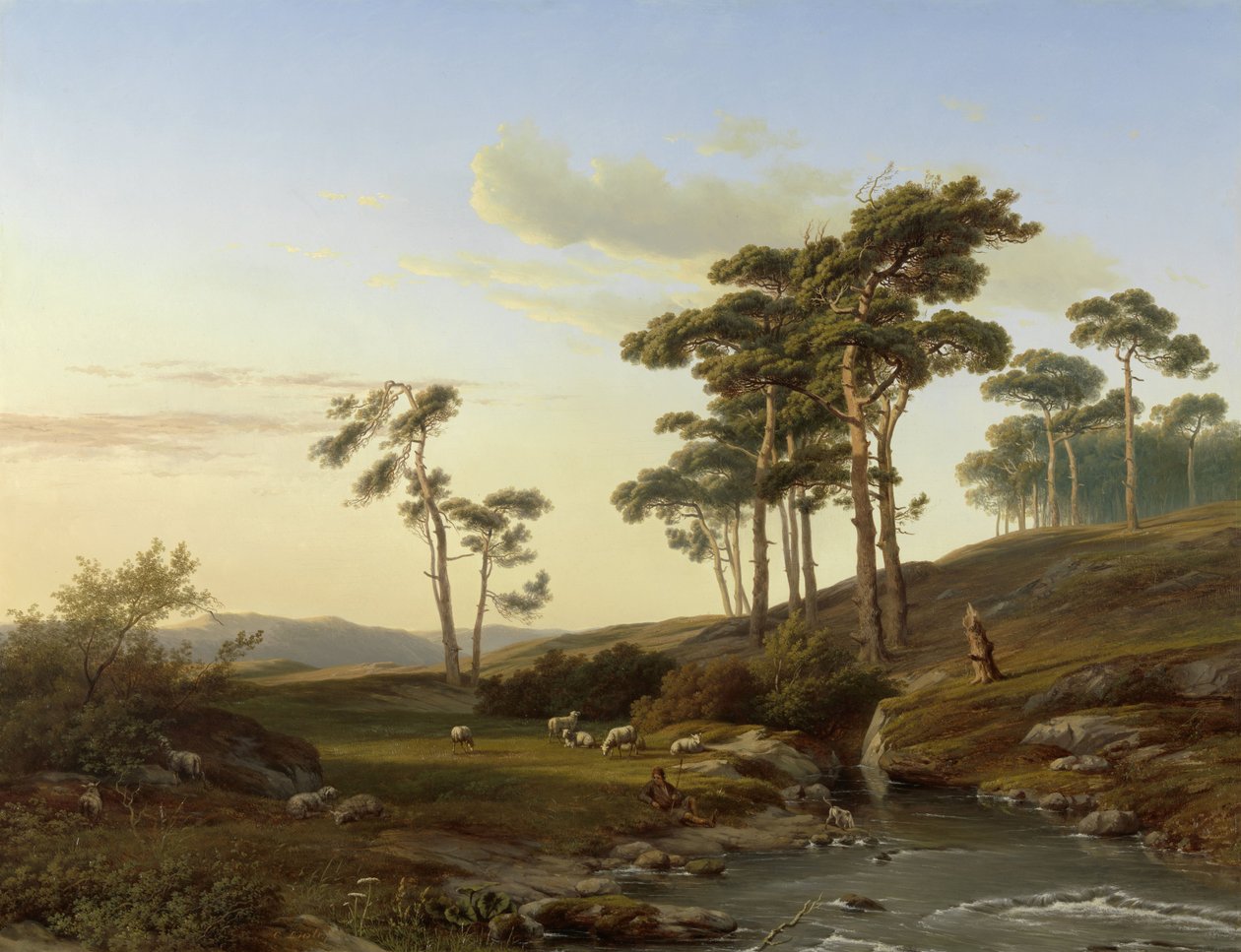 Iltatunnelmaa paimenen kanssa tekijältä Cornelis Lieste (signed by artist)