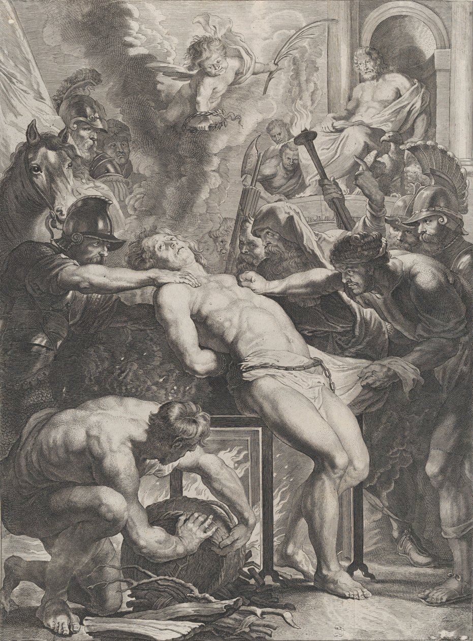 Pyhän Laurentiuksen marttyyrikuolema, n. 1640-70. tekijältä Cornelis Meyssens.