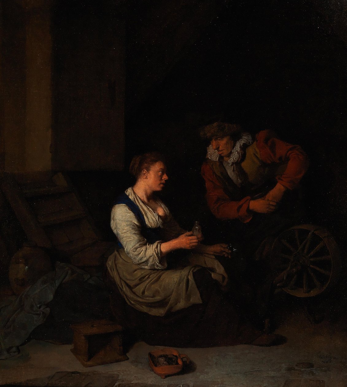 Kavalieri ja nainen pyörivässä pyörässä, 1662. tekijältä Cornelis Pietersz. Bega