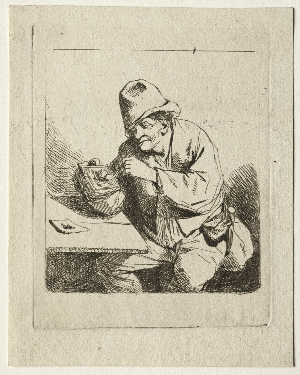Talonpoika sytyttää piippunsa tekijältä Cornelis Pietersz Bega