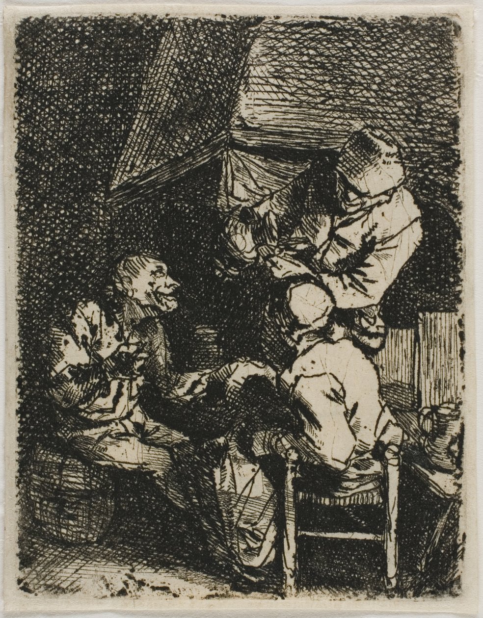 Kolme talonpoikaa takan äärellä tekijältä Cornelis Pietersz. Bega
