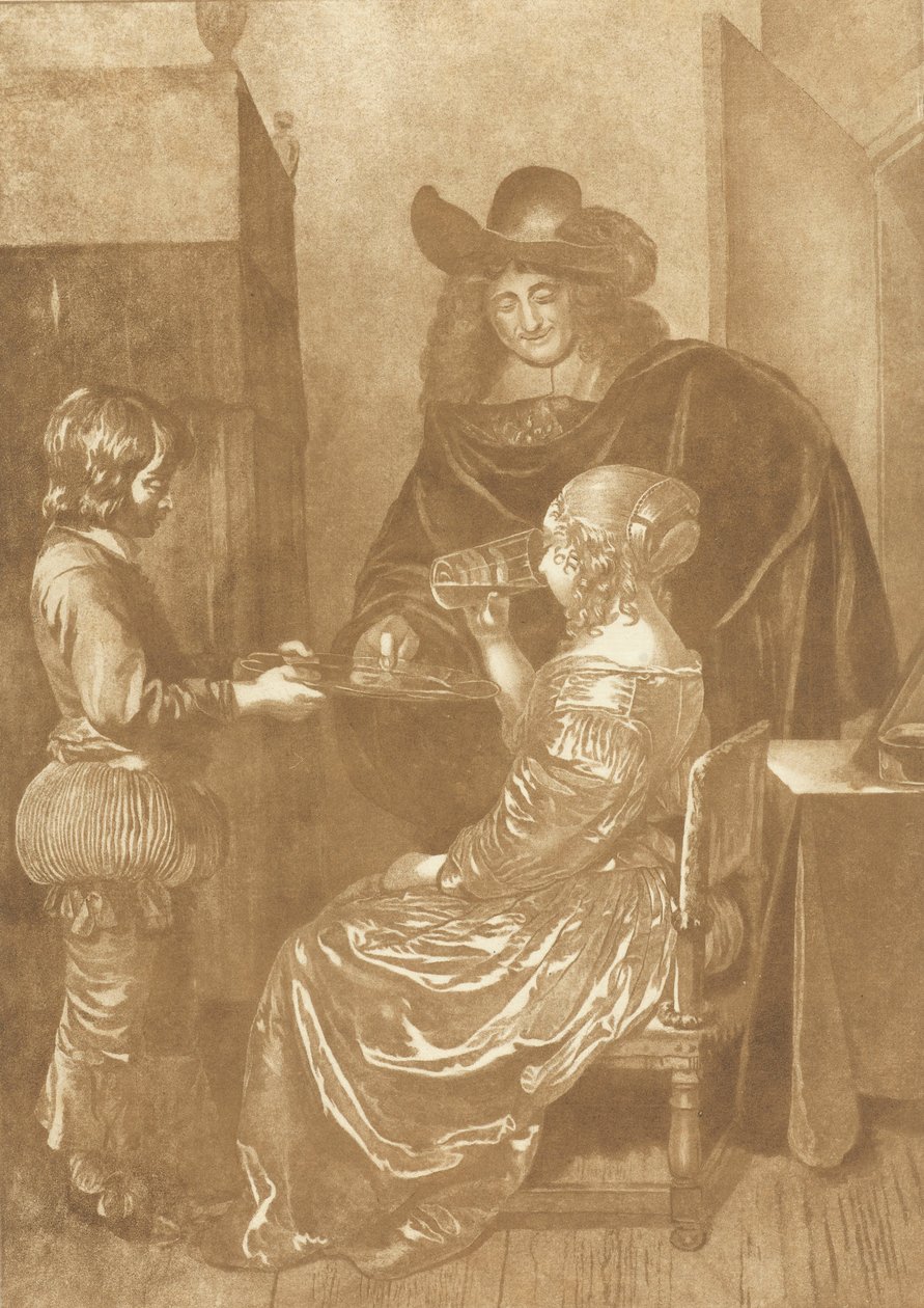 Herra ja nainen sivun kanssa tekijältä Cornelis Ploos van Amstel (signed by artist)