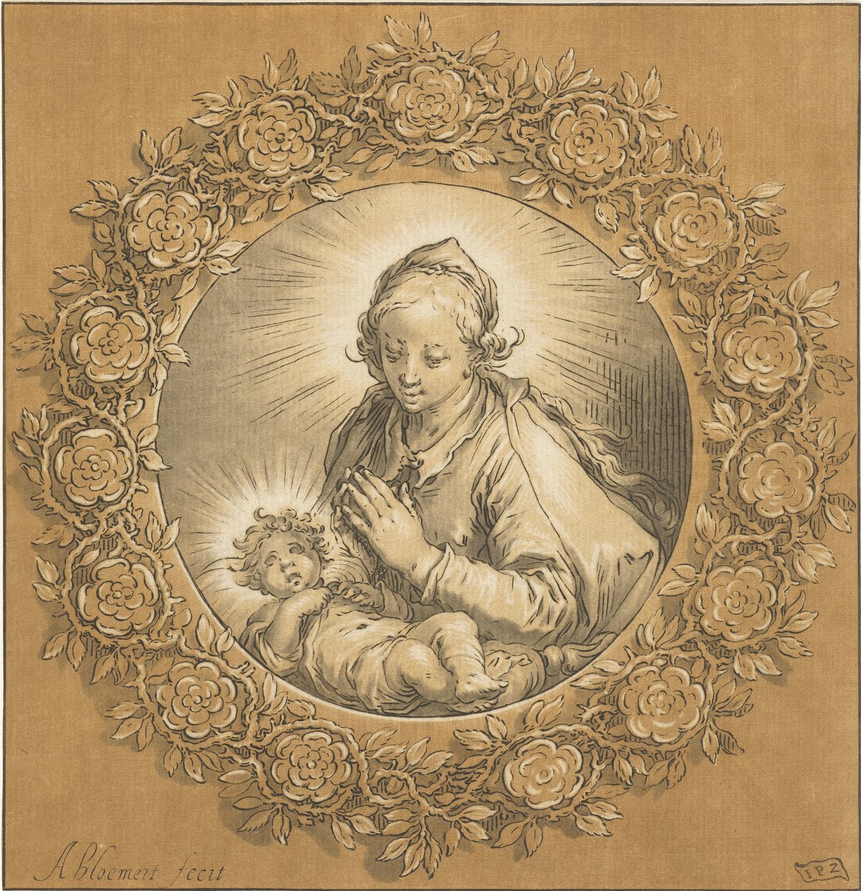 Maria Kristuksen lapsen kanssa Neitsyt Maria ja Jeesus-lapsi tekijältä Cornelis Ploos van Amstel (signed by artist)