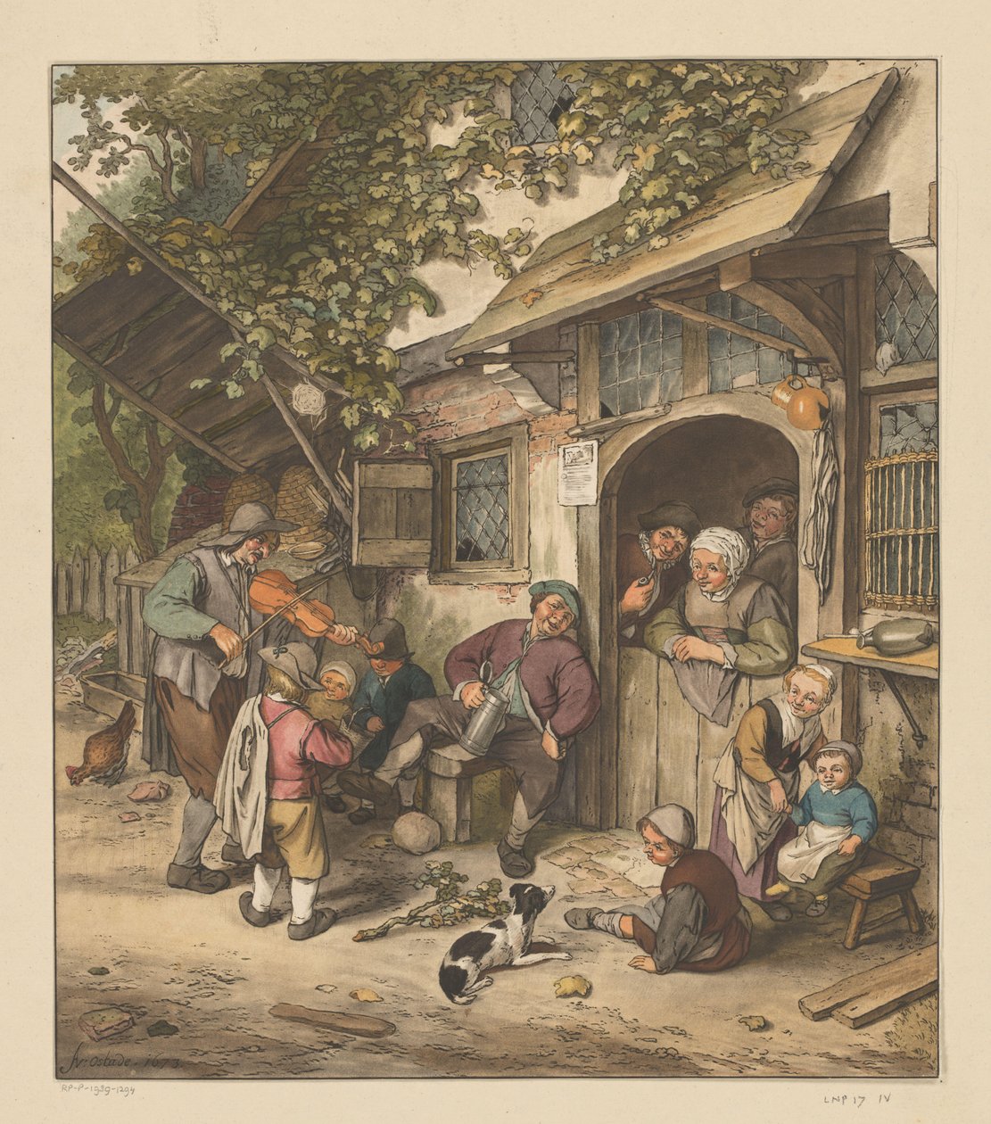 Viulunsoittaja majatalon edessä tekijältä Cornelis Ploos van Amstel (signed by artist)