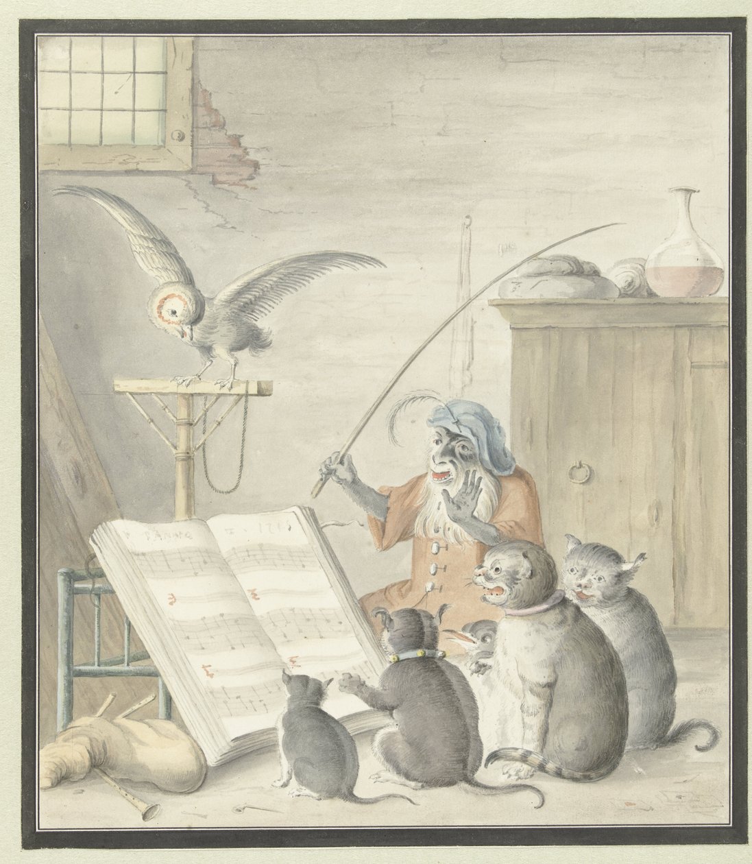 Sisustus kissan konsertti tekijältä Cornelis Saftleven (possibly)