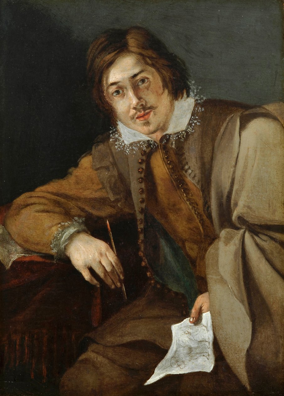 "" Automuotokuva "" (Omamuotokuva) Cornelis Hermansz Saftlevenin maalaus (säkeet 1607-1681) Öljy kuparille, koko 21,1x15,5 cm Fondation Custodia tekijältä Cornelis Saftleven